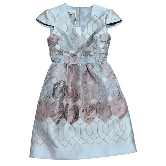 TED BAKER Ingrida Sea of Clouds Tulip Dress XSMALL NWT - Picture 2 of 16